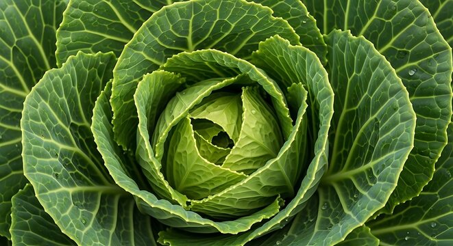 Green cabbage close up view.