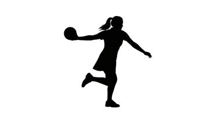 Obraz premium Dynamic Netball Player Silhouette with Ball