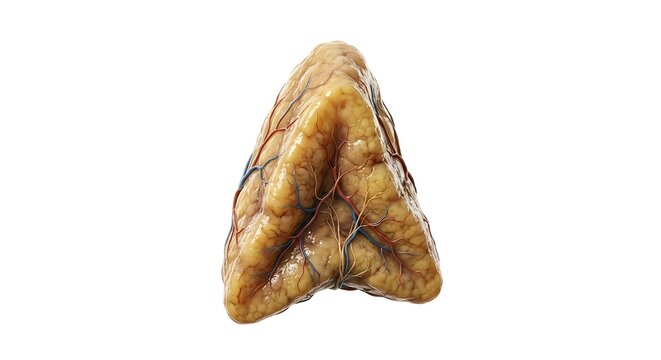 Hyper-Realistic 3D Medical Illustration of Human Adrenal Gland Isolated on White