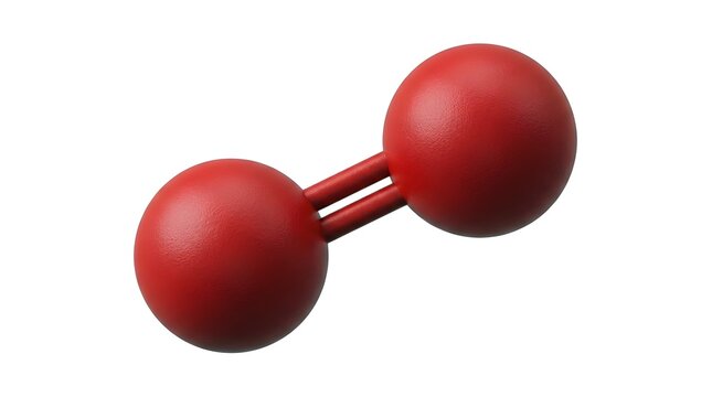 ​3D Render of an Oxygen Molecule (O2) Scientific Illustration Isolated on White Background
