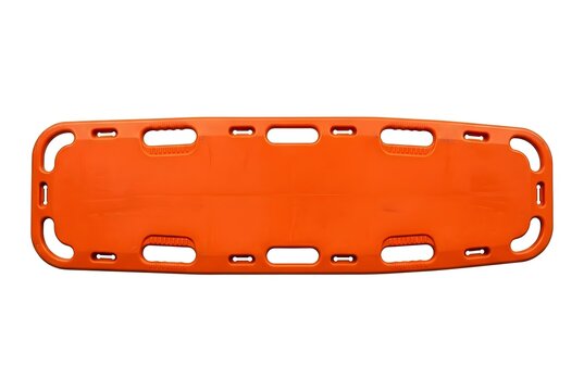 Orange Plastic Medical Spine Board for Emergency Patient Immobilization Isolated on White
