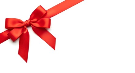 Elegant red ribbon and bow isolated on white background © MDASADUL