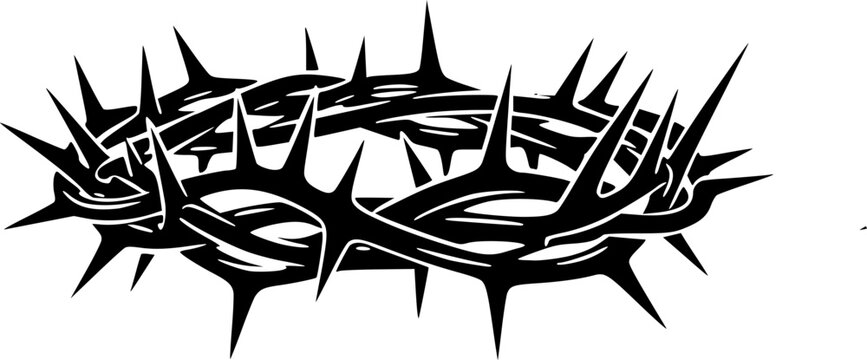 Two depictions of a crown of thorns black &ndash; Color Vector Illustration