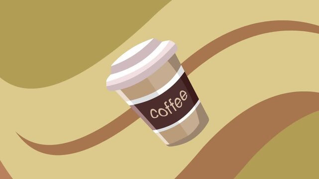 Animated video of a coffee cup moving, food, art, 2D.