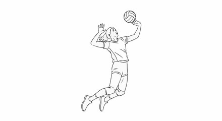 Obraz premium Stylized line art of a female athlete leaping to spike a volleyball