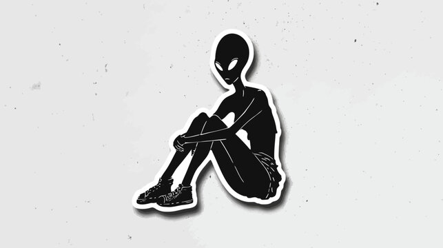 Silhouette of an alien creature in contemplative pose against a grungy backdrop