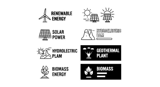 Renewable energy infographic diagram with wind solar hydro geothermal and biomass electricity generation comparison vector illustration