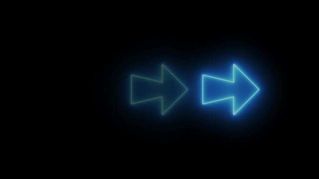 Glowing neon light animated traffic directional arrows sign. Left arrow for road direction. Flashing direction indicators	
