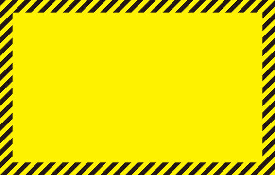 Yellow and black warning stripe background frame, danger and caution template design. Vector illustration.