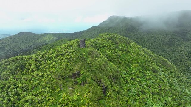 Aerial footage of the Britton Tower, El Yunque, PR