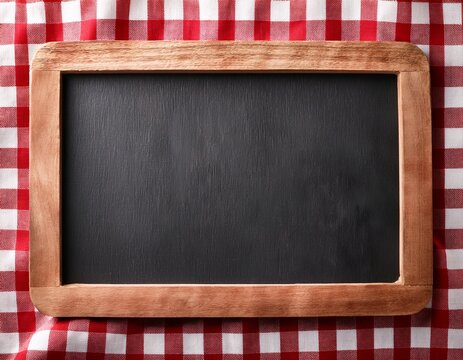 red gingham pattern tablecloth blackboard
