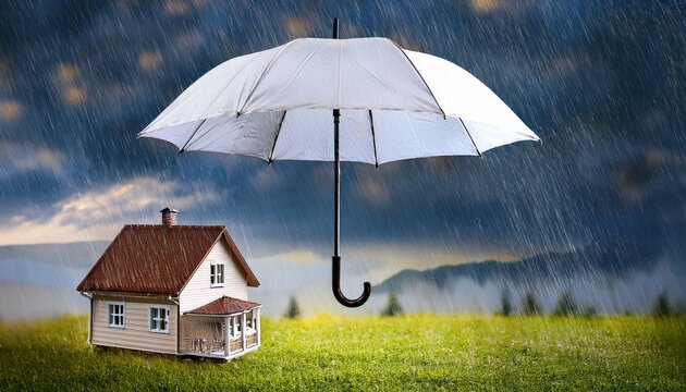 umbrella in rain protect the house home insurance protection