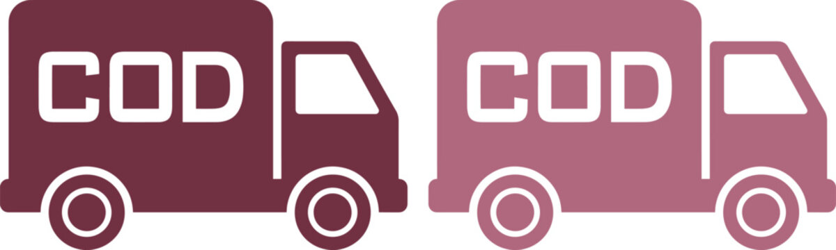COD Delivery Truck Vector Icon, Cash on Delivery Service Symbol, E-commerce Logistics and Shipping Illustration, Online Shopping Payment Method Graphic