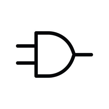 Standard AND logic gate symbol in minimalist black line art style for digital electronics design, computer science education, and engineering circuit diagrams.