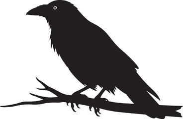 Naklejka premium Black silhouette of a bird on a branch tree branch