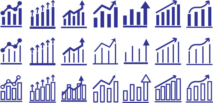 Growth, Decrease, Profit, Loss, Revenue, Percentage, Icon Set, Vector, Line Icons, Business, Finance, Stock Market, Trading, Trend, Analytics, Success, Decline, Arrow, Up and Down, Minimalist, UI Desi