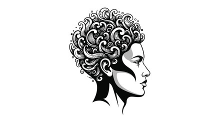 Profile portrait of a woman with stylized curly hair © MSF