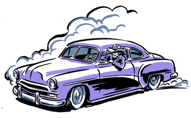 Road drift legend. Classic custom car graphic for t-shirt print, sticker, poster and apparel. Vintage motor racing club design. © Tri
