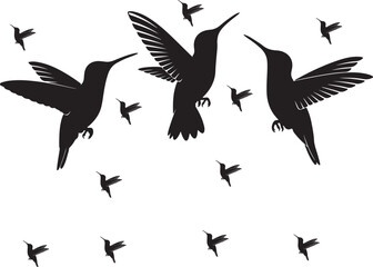 Fototapeta premium Silhouette of hummingbirds in flight a dynamic avian scene