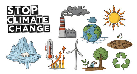 Naklejka premium A colorful illustration promoting environmental awareness and action against climate change, Earth Day, April