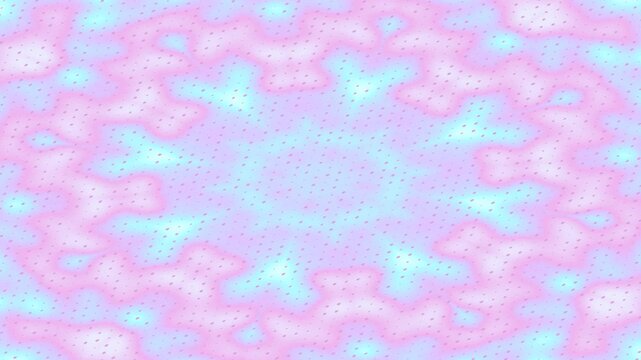 A vibrant, symmetrical pattern of pastel pink and blue hues forming a circular design