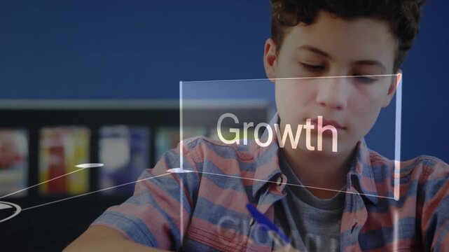 Animation of network of connections over caucasian student