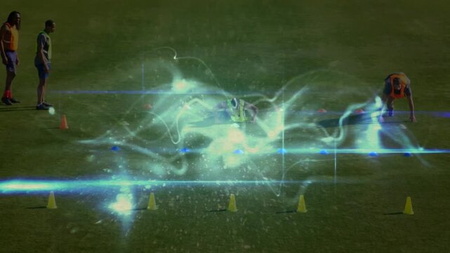 Animation of network of connections over world map on black background