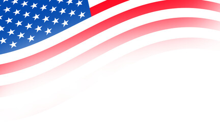 United states of America or usa waving flag with empty, blank, copy space on transparent background.  for Independence Day Fourth of July Memorial Day and National Holiday Web Banner or Flyer Design © Neelrong