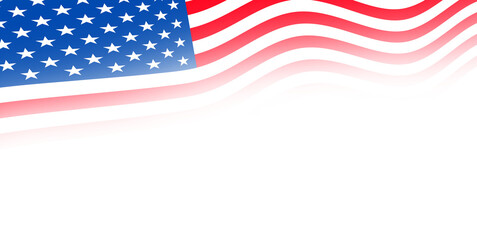 United states of America or usa waving flag with empty, blank, copy space on transparent background.  for Independence Day Fourth of July Memorial Day and National Holiday Web Banner or Flyer Design © Neelrong