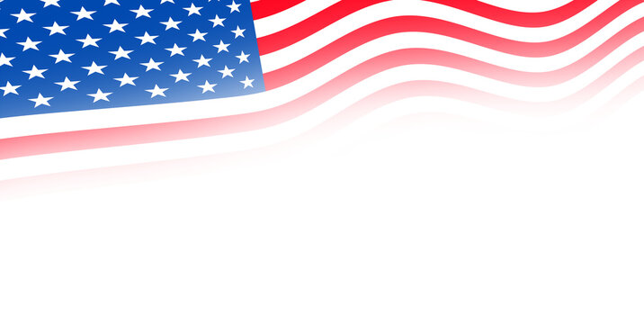 United states of America or usa waving flag with empty, blank, copy space on transparent background.  for Independence Day Fourth of July Memorial Day and National Holiday Web Banner or Flyer Design