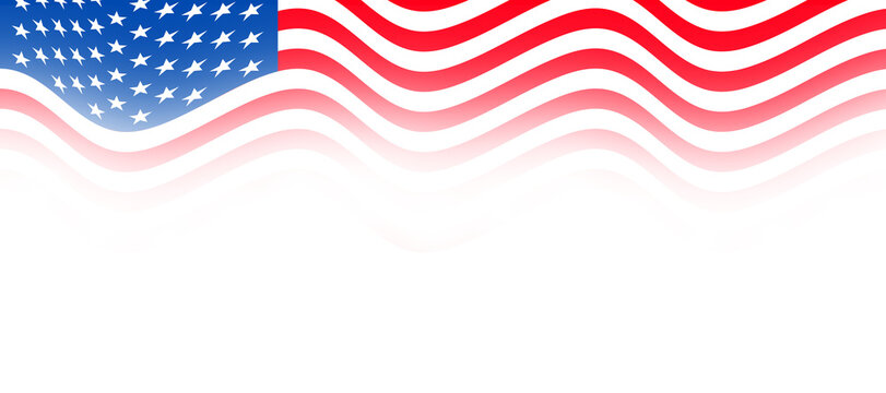 United states of America or usa waving flag with empty, blank, copy space on transparent background.  for Independence Day Fourth of July Memorial Day and National Holiday Web Banner or Flyer Design