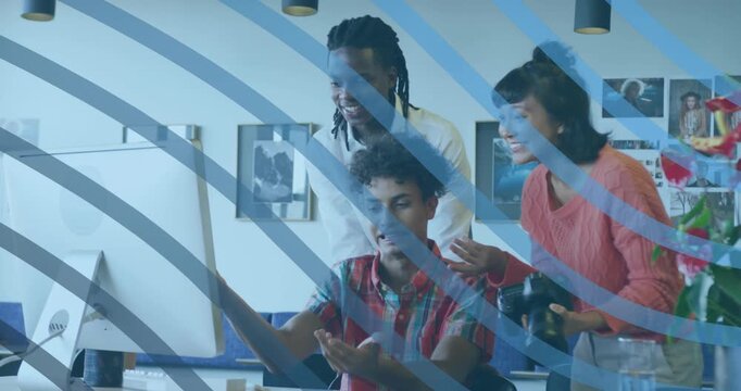 Animated global business NYE party video showcasing diverse student connections.