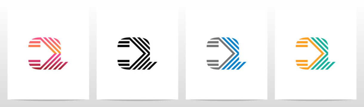 Arrow Direction Parallel Lines Letter Initial Logo Design Q