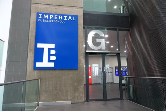 The entrance of the Imperial Business School, located in South Kensington, London, UK. This school is consistently recognised as one of the top business schools globally, offering MBA and MSc.