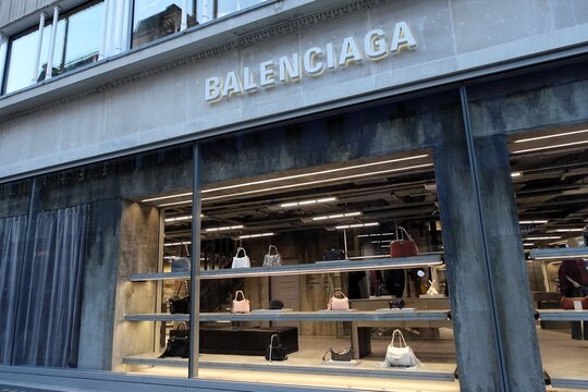 The Balenciaga store is located at 24-25 New Bond Street in London. Balenciaga is a luxury fashion house from Spain, headquartered in Paris.