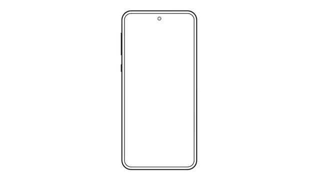 Smartphone outline icon with rounded corners and a single front camera hole at the top. featuring mobile phone, cell phone, device with gadget and