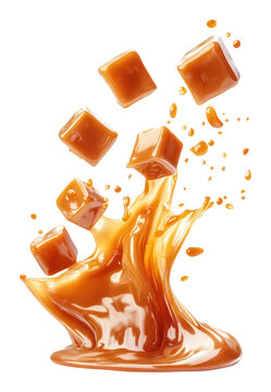 PNG Caramel cubes illustration dessert food.