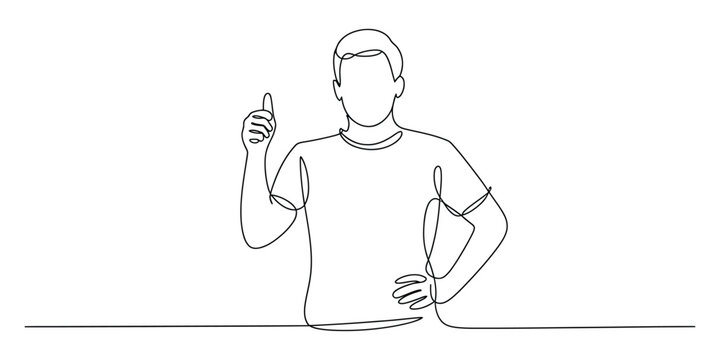 Minimalist Continuous One Line Drawing of Man Giving Thumbs Up