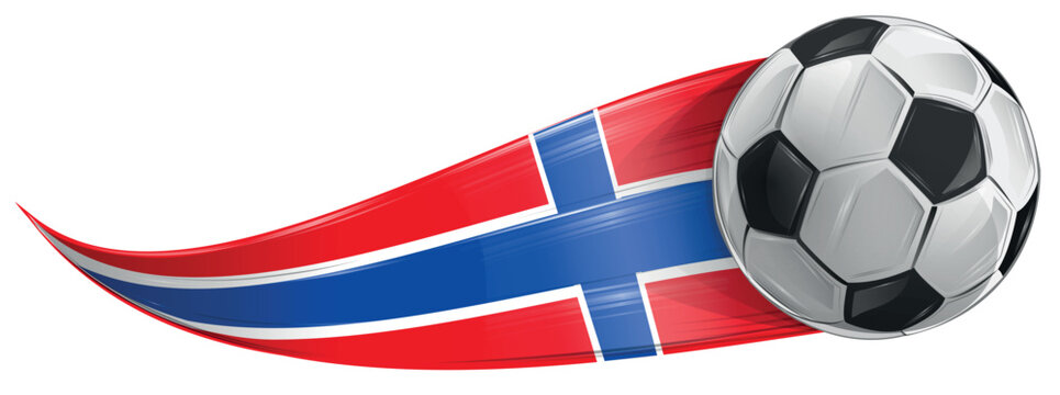 Norway flag with soccer ball with speed effect. sport banner