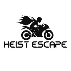 Obraz premium Heist Escape Motorcycle Rider Silhouette Logo Design