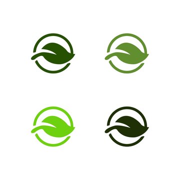 Circle leaf nature vector logo template designCircle leaf nature vector logo template design