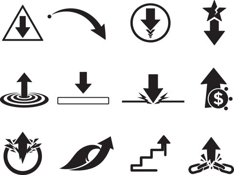 Finance growth and decline arrow icons for charts analytics business isolated white