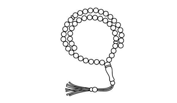 Tasbih beads islamic prayer dhikr outline vector illustration