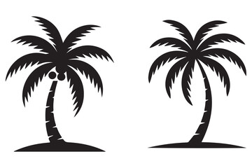 Obraz premium Palm tree silhouette tropical beach island summer nature illustration 