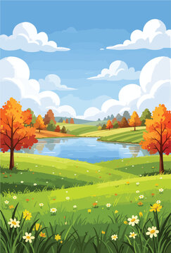Autumn landscape with trees