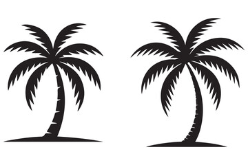 Fototapeta premium Palm tree silhouette tropical beach island summer nature illustration 