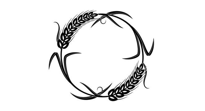 Stylized wheat ears in a circular wreath frame