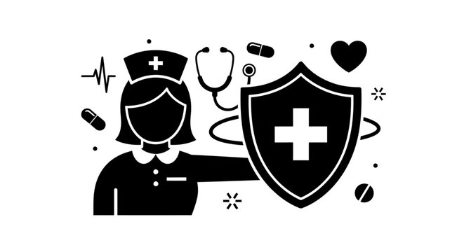 Nurse Wearing Face Mask Symbol.