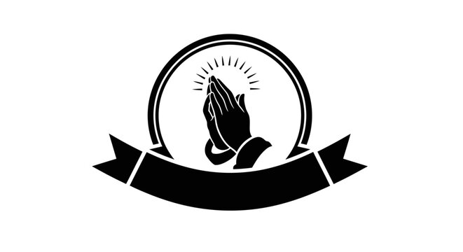 Praying Hands Logo Icon Symbol.