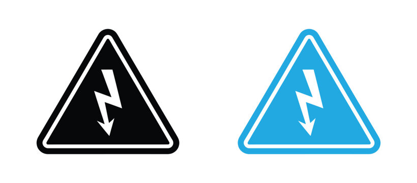 warning High voltage warning sign icon isolated on white background. electric, danger, voltage, lightning, bolt, warning